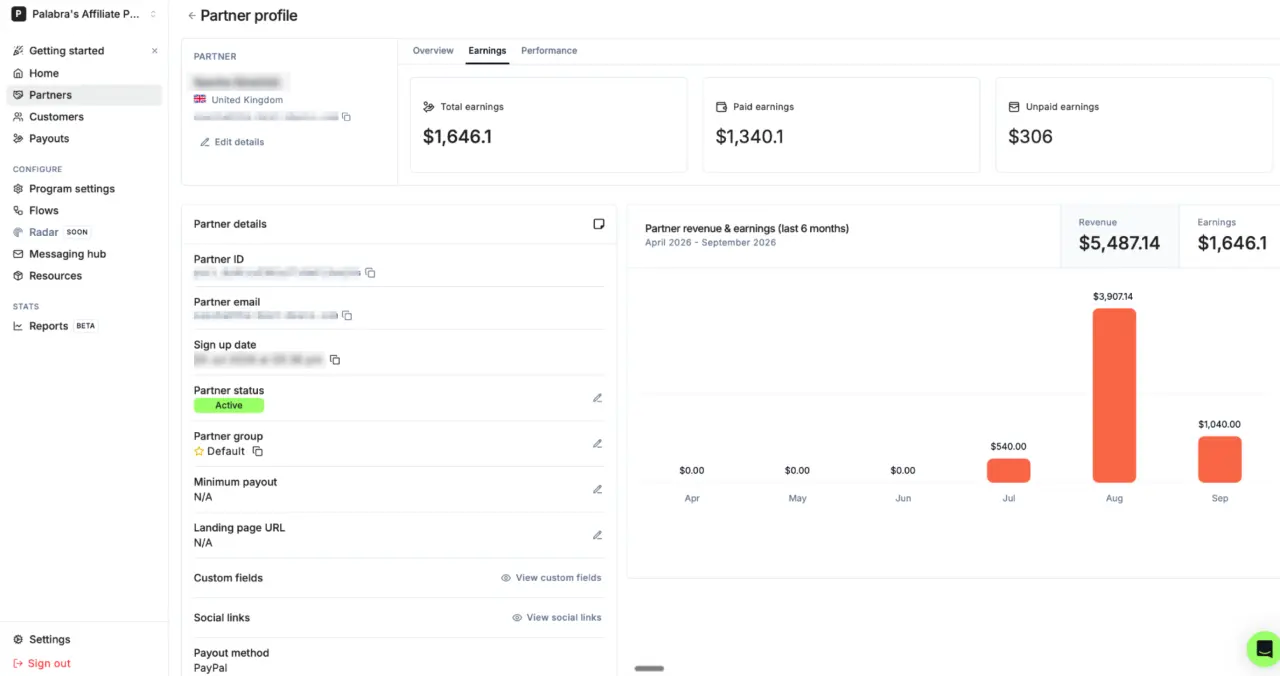 Palabra Affiliate Platform Payouts